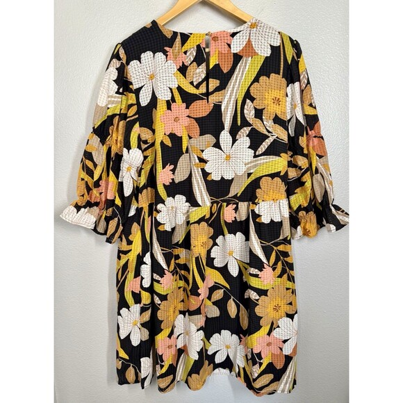 Who What Wear Retro Floral Babydoll Dress Plus Size 1X 3/4 Puff Sleeve Spring - Picture 7 of 11